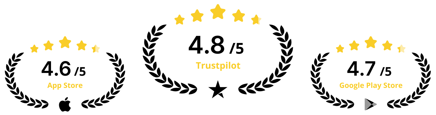 Valutazioni Builtdifferent: App Store 4,6 · Trustpilot 4,8 · Google Play 4,7